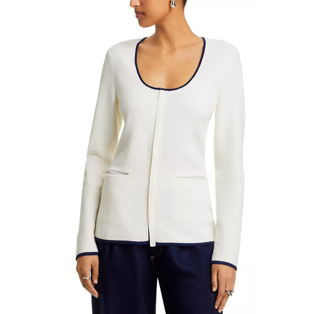 Rag and Bone Ella Scoop Neck Cardigan Sweater Womens Large Wool Blend Zip Front